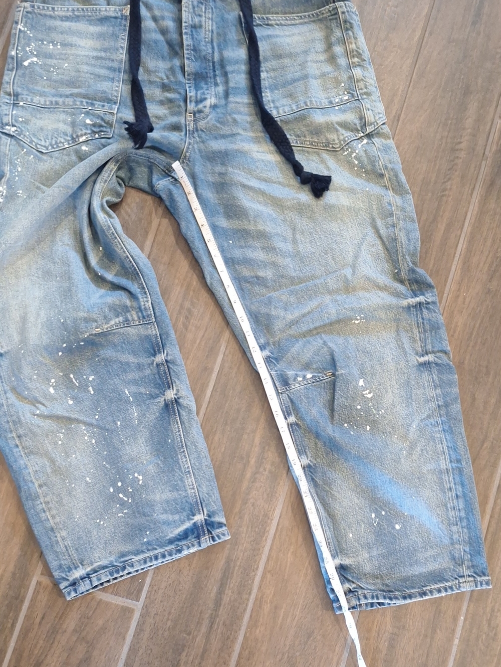 Free People Moxie Low Slung Paint Splatter Barrel Jeans 33 Long Artsy - Picture 9 of 13